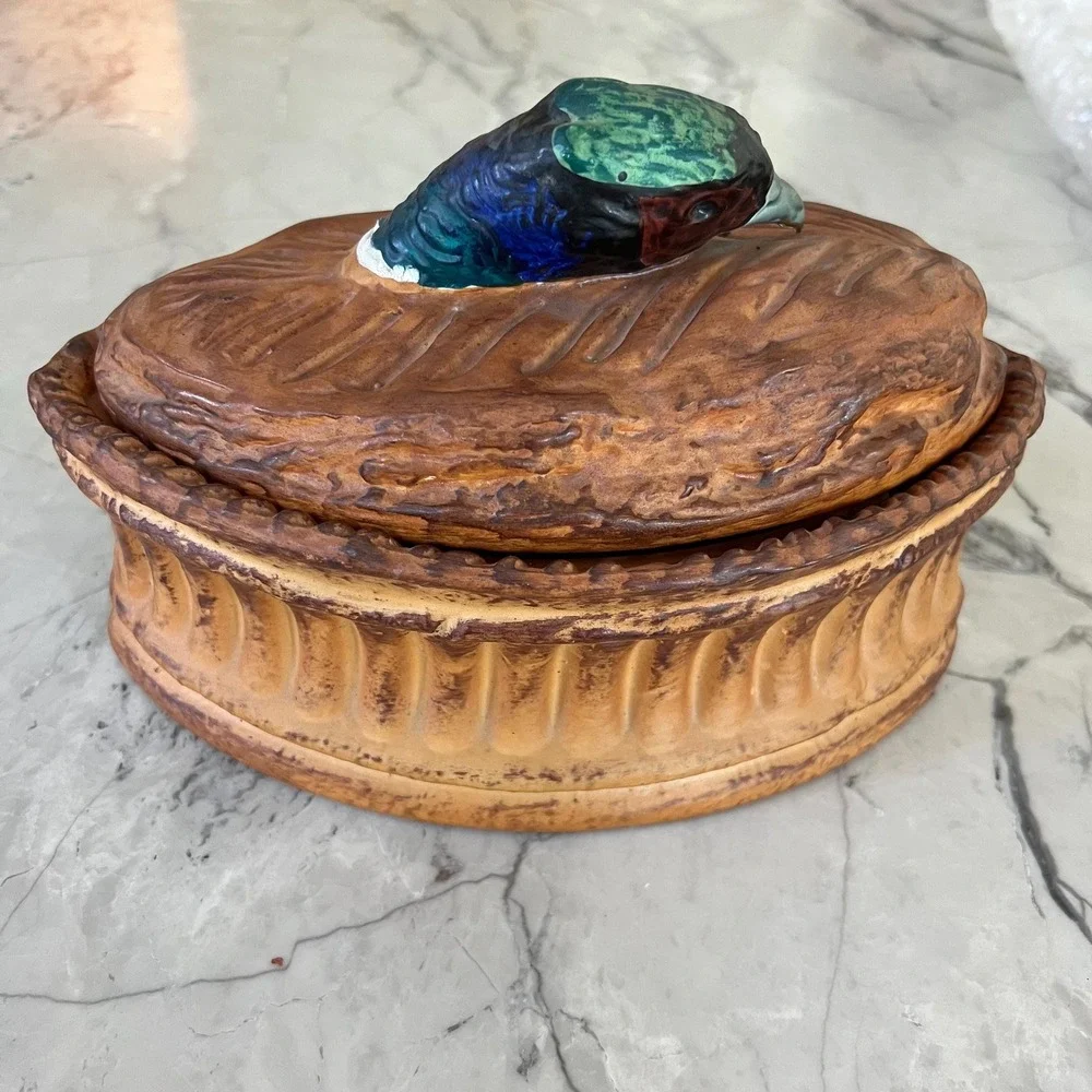 Antique Pillivuyt‎ Tureen Pie Dish with Pheasant Lid 